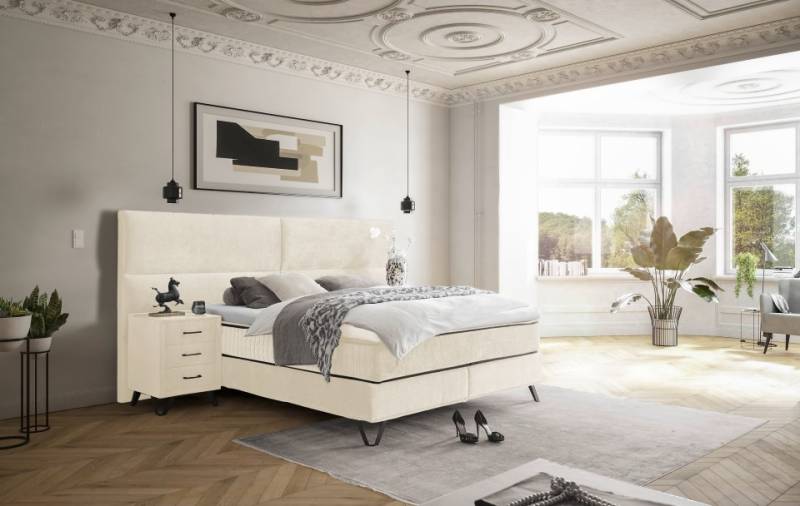 ED Exciting Design Boxspringbett Trapani H3/H4 mit Duo-Wendematratze, XXL Kopfteil und Massivfüßen - Erhältlich in 160x200 cm und 180x200 cm,Anthology-Mikrofaser 6 Farbvarianten von ED Exciting Design