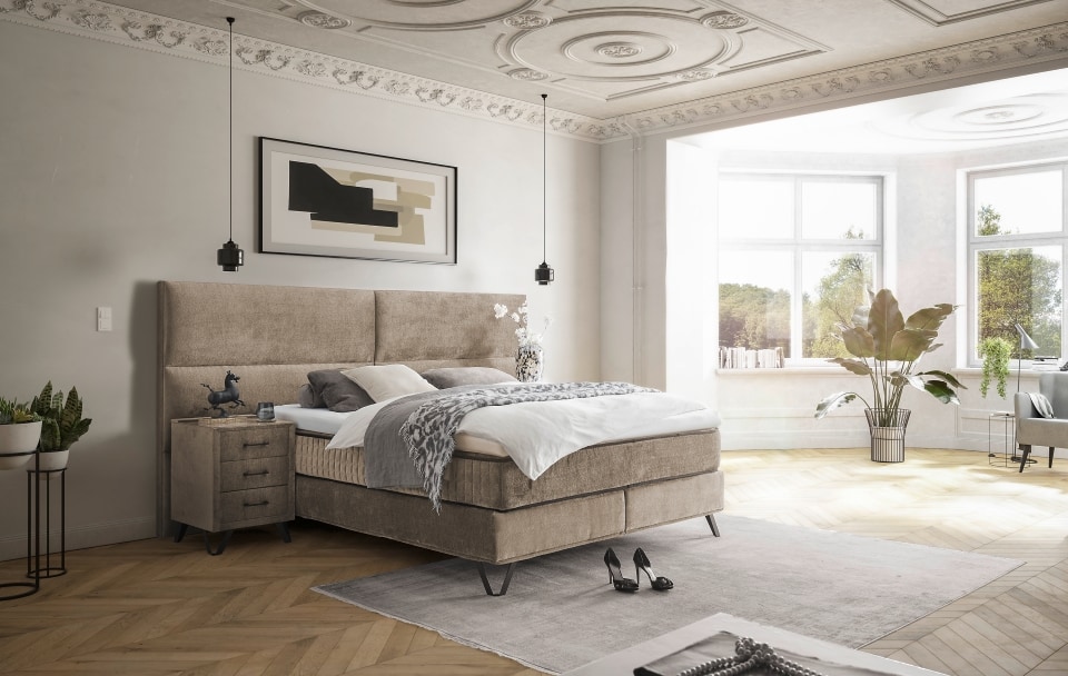 ED Exciting Design Boxspringbett Trapani H3/H4 mit Duo-Wendematratze, XXL Kopfteil und Massivfüßen - Erhältlich in 160x200 cm und 180x200 cm,Anthology-Mikrofaser 6 Farbvarianten ED Exciting Design Boxspringbett Trapani H3/H4 mit Duo-Wendematratze, XXL Kopfteil und Massivfüßen - Erhältlich in 160x200 cm und 180x200 cm,Anthology-Mikrofaser 6 Farbvarianten von ED Exciting Design