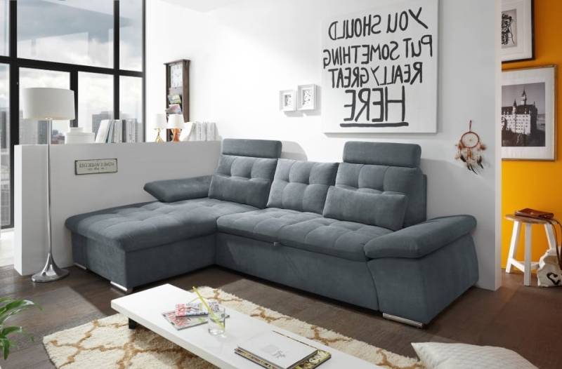 ED Exciting Design Nalo – Modernes Schlafsofa mit Bettkasten, verstellbaren Armlehnen und luxuriöser Uran Mikrofaser. Inklusive zwei Kopfstützen, in verschiedenen Farben wählbar von ED Exciting Design
