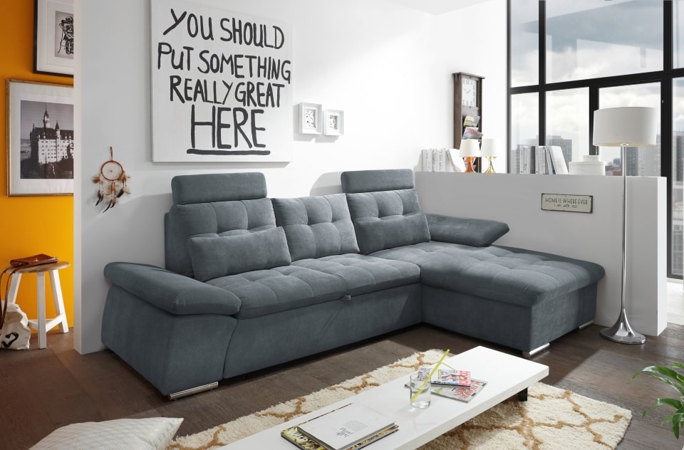 ED Exciting Design Nalo – Modernes Schlafsofa mit Bettkasten, verstellbaren Armlehnen und luxuriöser Uran Mikrofaser. Inklusive zwei Kopfstützen, in verschiedenen Farben wählbar ED Exciting Design Nalo – Modernes Schlafsofa mit Bettkasten, verstellbaren Armlehnen und luxuriöser Uran Mikrofaser. Inklusive zwei Kopfstützen, in verschiedenen Farben wählbar von ED Exciting Design