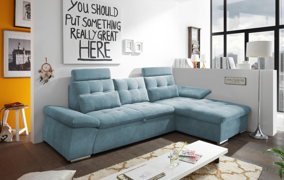 ED Exciting Design Nalo – Modernes Schlafsofa mit Bettkasten, verstellbaren Armlehnen und luxuriöser Uran Mikrofaser. Inklusive zwei Kopfstützen, in verschiedenen Farben wählbar ED Exciting Design Nalo – Modernes Schlafsofa mit Bettkasten, verstellbaren Armlehnen und luxuriöser Uran Mikrofaser. Inklusive zwei Kopfstützen, in verschiedenen Farben wählbar von ED Exciting Design