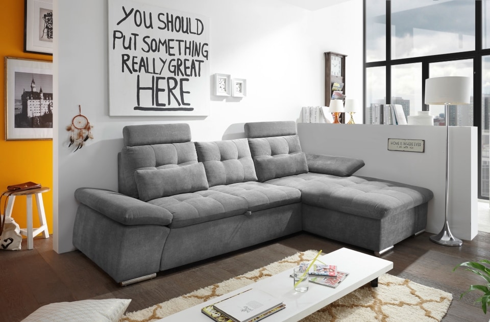 ED Exciting Design Nalo – Modernes Schlafsofa mit Bettkasten, verstellbaren Armlehnen und luxuriöser Uran Mikrofaser. Inklusive zwei Kopfstützen, in verschiedenen Farben wählbar ED Exciting Design Nalo – Modernes Schlafsofa mit Bettkasten, verstellbaren Armlehnen und luxuriöser Uran Mikrofaser. Inklusive zwei Kopfstützen, in verschiedenen Farben wählbar von ED Exciting Design