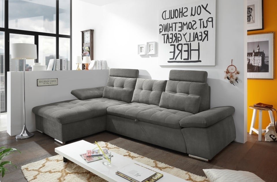 ED Exciting Design Nalo – Modernes Schlafsofa mit Bettkasten, verstellbaren Armlehnen und luxuriöser Uran Mikrofaser. Inklusive zwei Kopfstützen, in verschiedenen Farben wählbar ED Exciting Design Nalo – Modernes Schlafsofa mit Bettkasten, verstellbaren Armlehnen und luxuriöser Uran Mikrofaser. Inklusive zwei Kopfstützen, in verschiedenen Farben wählbar von ED Exciting Design