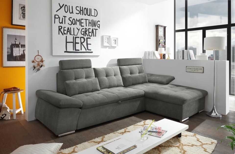 ED Exciting Design Nalo – Modernes Schlafsofa mit Bettkasten, verstellbaren Armlehnen und luxuriöser Uran Mikrofaser. Inklusive zwei Kopfstützen, in verschiedenen Farben wählbar ED Exciting Design Nalo – Modernes Schlafsofa mit Bettkasten, verstellbaren Armlehnen und luxuriöser Uran Mikrofaser. Inklusive zwei Kopfstützen, in verschiedenen Farben wählbar von ED Exciting Design