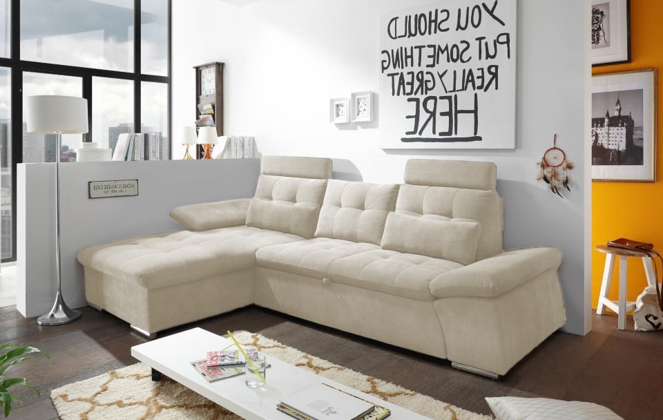ED Exciting Design Nalo – Modernes Schlafsofa mit Bettkasten, verstellbaren Armlehnen und luxuriöser Uran Mikrofaser. Inklusive zwei Kopfstützen, in verschiedenen Farben wählbar ED Exciting Design Nalo – Modernes Schlafsofa mit Bettkasten, verstellbaren Armlehnen und luxuriöser Uran Mikrofaser. Inklusive zwei Kopfstützen, in verschiedenen Farben wählbar von ED Exciting Design
