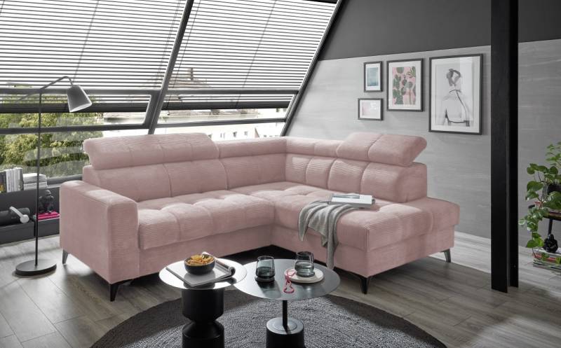 Ecksofa Bavaro elektronischer Sitztiefenverstellung und Breitcord-Bezug Ed Exciting Design von ED Exciting Design