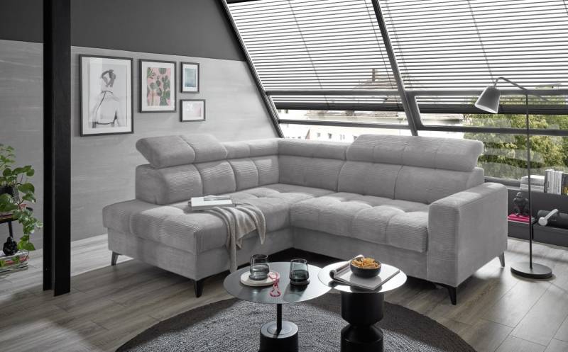 Ecksofa Bavaro elektronischer Sitztiefenverstellung und Breitcord-Bezug Ed Exciting Design von ED Exciting Design
