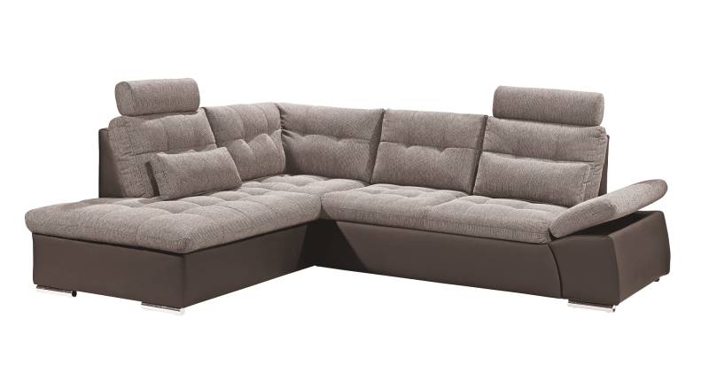 Ecksofa Jakarta Dunkelbraun / Camel – Modernes Sofa mit Schlaffunktion & Kissen | ED Exciting Design von ED Exciting Design