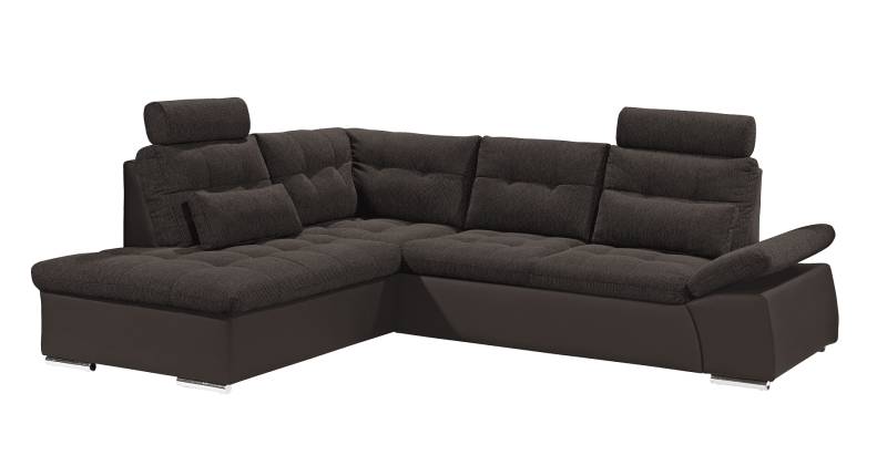 Ecksofa Jakarta Dunkelbraun / Schwarz-Braun – Modernes Sofa mit Schlaffunktion & Kissen | ED Exciting Design von ED Exciting Design