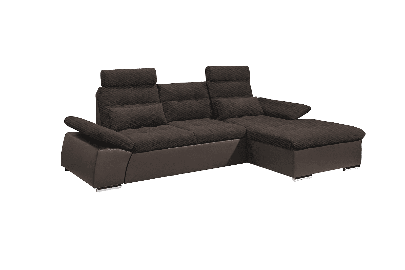 Ecksofa Jakarta Dunkelbraun / Schwarz-Braun – Modernes Sofa mit Schlaffunktion & verstellbaren Armlehnen von ED Exciting Design