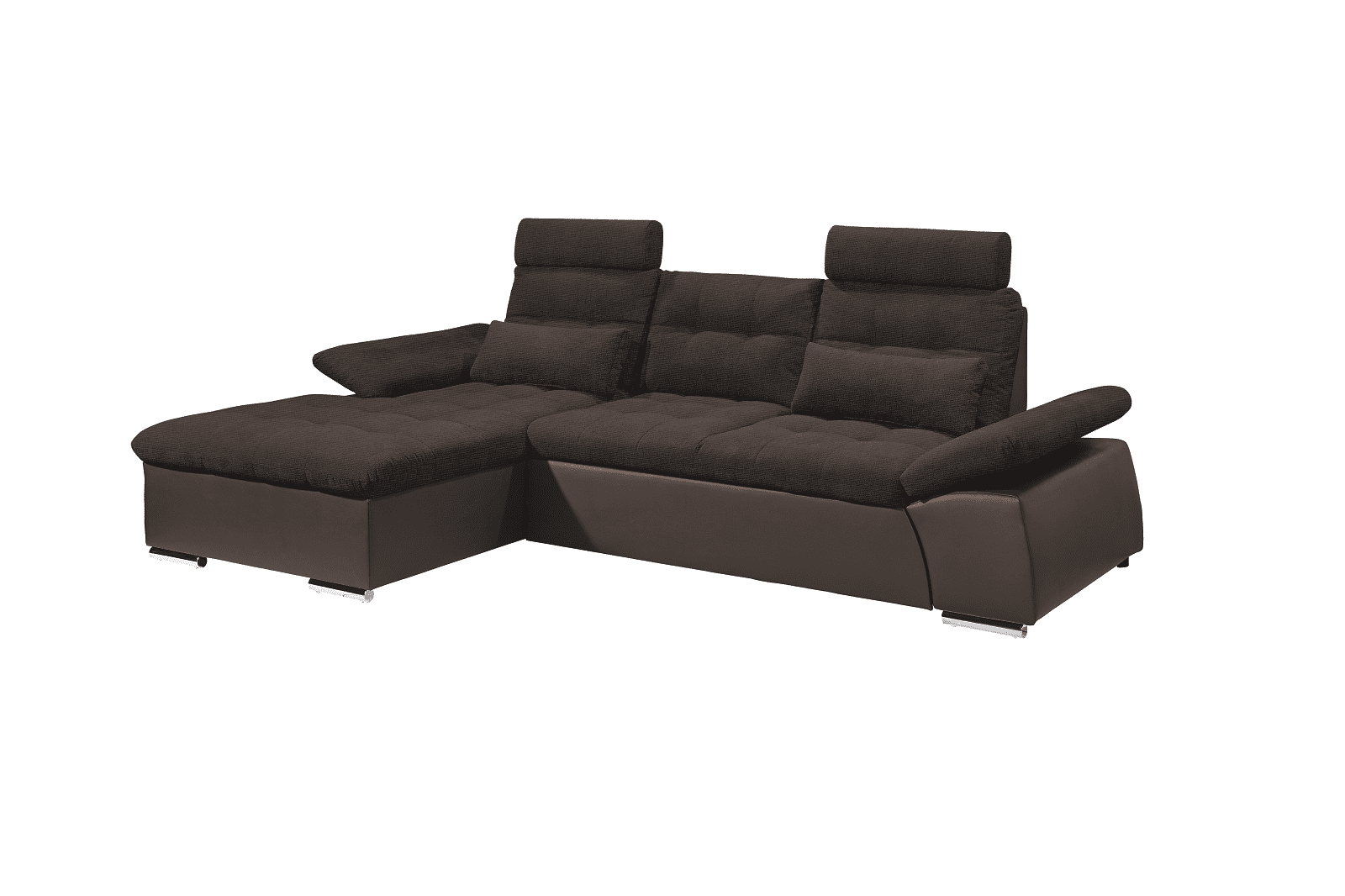 Ecksofa Jakarta Dunkelbraun / Schwarz-Braun – Modernes Sofa mit Schlaffunktion & verstellbaren Armlehnen von ED Exciting Design