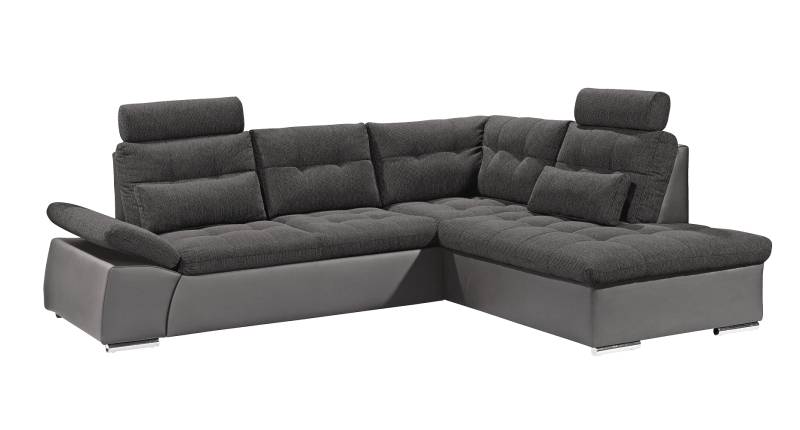 Ecksofa Jakarta Dunkelgrau / Lawa – Modernes Sofa mit Schlaffunktion & Kissen | ED Exciting Design von ED Exciting Design