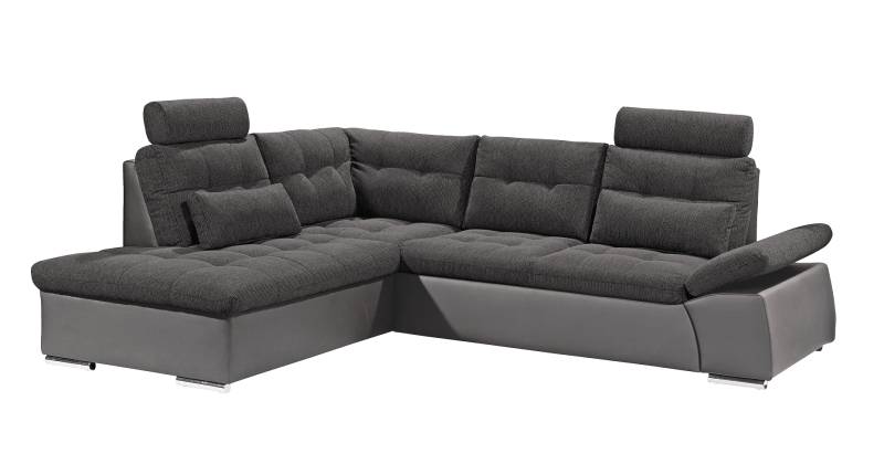 Ecksofa Jakarta Dunkelgrau / Lawa – Modernes Sofa mit Schlaffunktion & Kissen | ED Exciting Design von ED Exciting Design