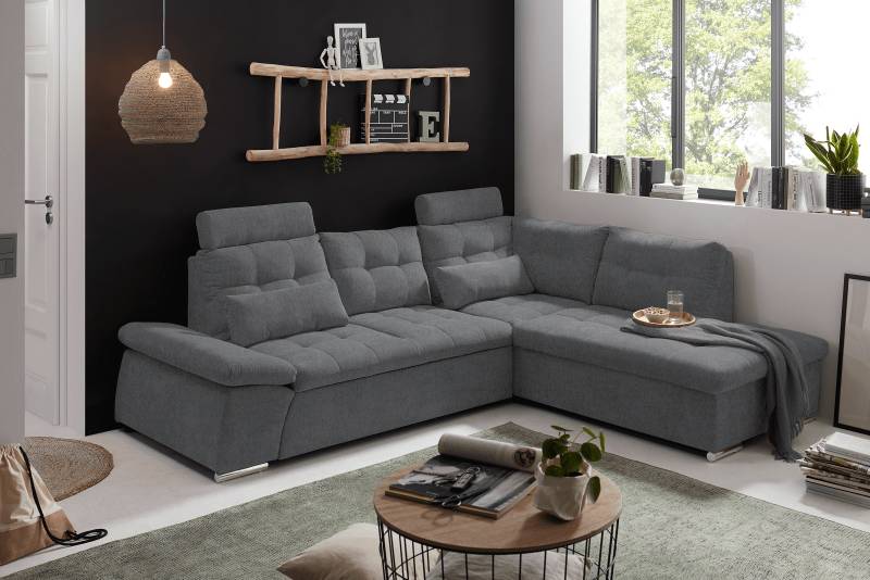 Ecksofa Medan Anthrazit von Ed Exciting Design – Modernes Sofa mit Schlaffunktion & Glow Mikrofaser von ED Exciting Design