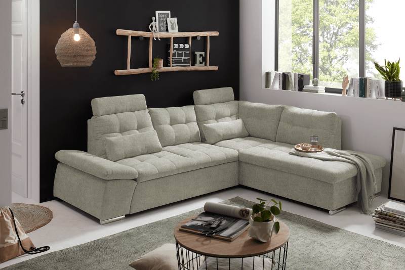 Ecksofa Medan Stone von Ed Exciting Design – Modernes Sofa mit Schlaffunktion & Glow Mikrofaser von ED Exciting Design