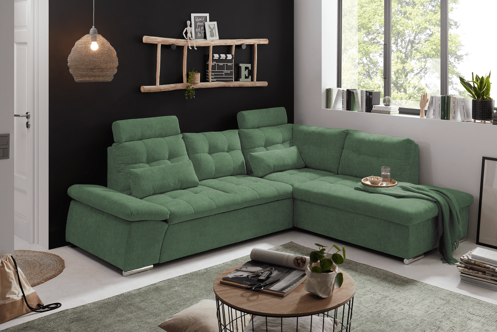 Ecksofa Medan von Ed Exciting Design Winter Moss – Modernes Sofa mit Schlaffunktion & Glow Mikrofaser von ED Exciting Design