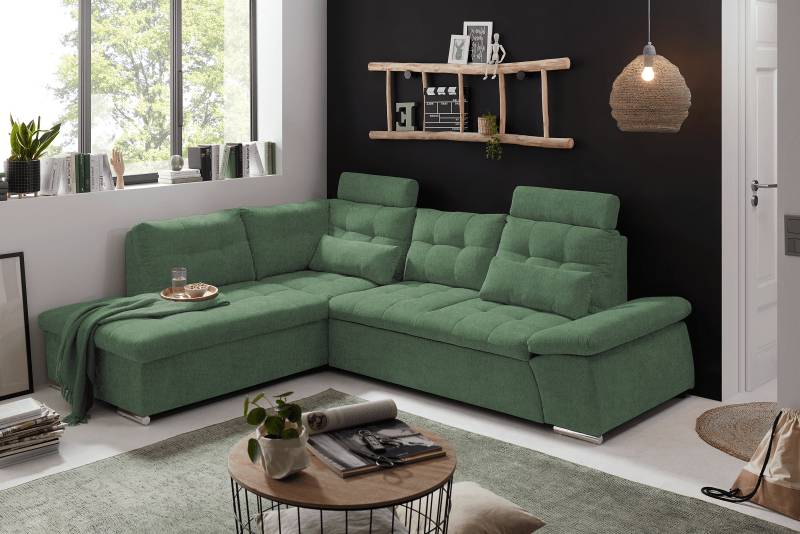 Ecksofa Medan von Ed Exciting Design Winter Moss – Modernes Sofa mit Schlaffunktion & Glow Mikrofaser von ED Exciting Design