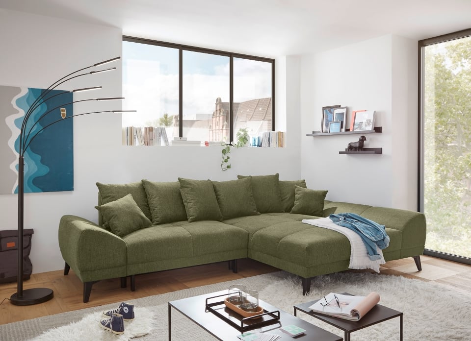 Sofa Scott mit Schlaffunktion und Bettkasten von ED Exciting Design - Beidseitig montierbar, Mikrofaser Flachgewebe, in 5 Farben wählbar von ED Exciting Design