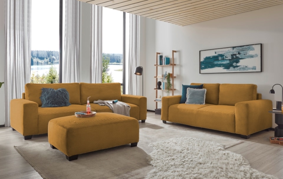 Sofa Set Elba von ED Exciting Design: Eleganz und Komfort in Perfektion - Modernes 2er & 3er Sofa-Ensemble in Cord Bezug, Nosagfederung und Flockfüllung, optionaler Hocker, diverse Farben Sofa Set Elba von ED Exciting Design: Eleganz und Komfort in Perfektion - Modernes 2er & 3er Sofa-Ensemble in Cord Bezug, Nosagfederung und Flockfüllung, optionaler Hocker, diverse Farben von ED Exciting Design