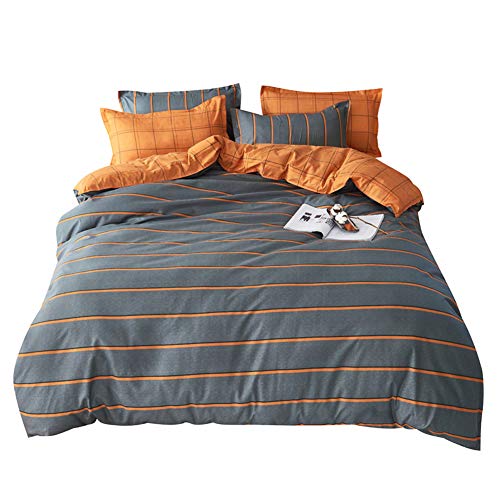 ED-Lumos Bettwäsche 240x220 4 teilig Grau duvet cover Bettbezug 240 x 220 Set mit Kissenbezüge 48cm x 74cm Bettlaken 230cm x 250cm Bettwäsche-Sets aus Mikrofaser mit Reißverschluss Weich und Bügelfrei von ED-Lumos