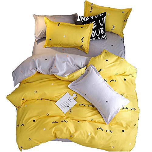 ED-Lumos Bettwäsche 240x220cm 4 teilig Duvet Cover Gelbe Wimper Bettbezug 240x220cm Set mit Kissenbezüge 48x74cm Bettlaken 230x250cm Bettwäsche-Sets aus Mikrofaser Reißverschluss Weich und Bügelfrei ED-Lumos Bettwäsche 240x220cm 4 teilig Duvet Cover Gelbe Wimper Bettbezug 240x220cm Set mit Kissenbezüge 48x74cm Bettlaken 230x250cm Bettwäsche-Sets aus Mikrofaser Reißverschluss Weich und Bügelfrei von ED-Lumos