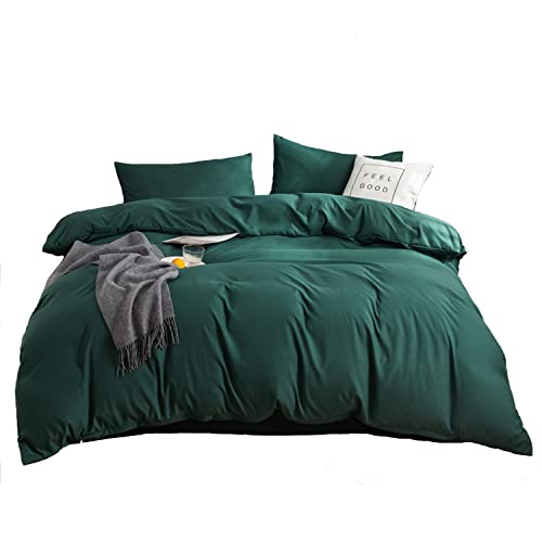 ED-Lumos Bettwäsche 240x220cm 4 teilig Grün Duvet Cover Bettbezug 240 x 220cm Set mit Kissenbezüge 48x74cm Bettlaken 235x 250cm Bettwäsche-Sets aus Mikrofaser mit Reißverschluss Weich und Bügelfrei von ED-Lumos