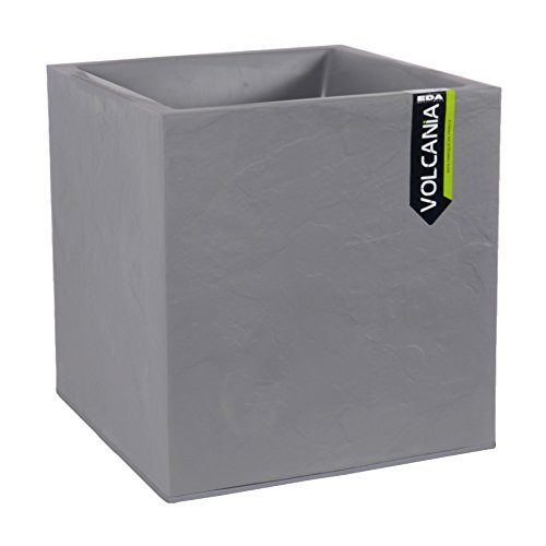 EDA PLASTIQUES Blumentopf, quadratisch, unten volcania – 31 L, volcania, kiesel, 39,5 x 39,5 x 43,5 cm, 13730 G. GL SX1 von EDA