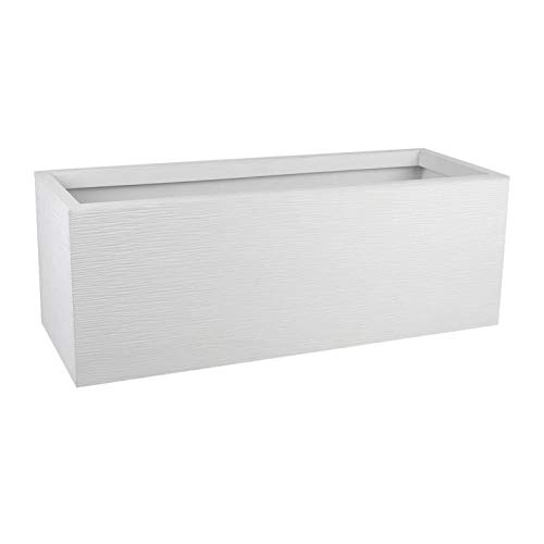 EDA Plastiques Blumenkasten Graphit Up - Weiß gekalkt - 79.5x29.5x29.5cm 57L Innen- und Außenbereich von EDA Plastiques
