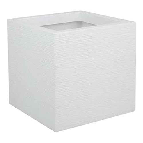EDA Plastiques Graphit Up Blumentopf, quadratisch, Weiß gekalkt – 29,5 x 29,5 x 29,5 – 21 l, für Innen und Außen von EDA Plastiques