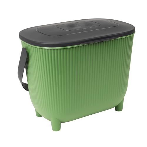 EDA - 10 Liter Komposteimer mit Kohlefilter - XXL Öffnung - Geruchsfilter - Modernes Design - Kaktusgrün von EDA