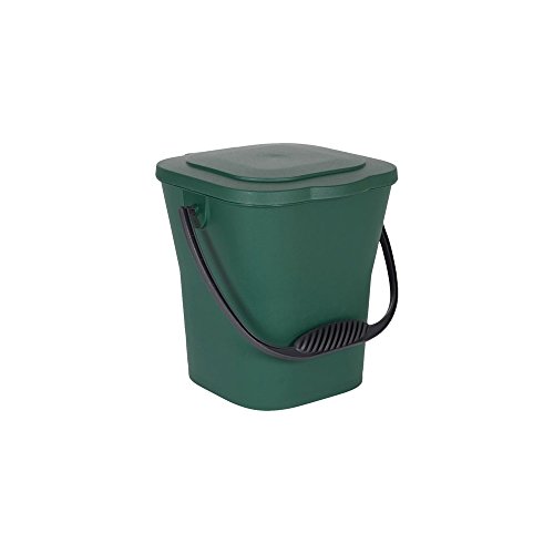 EDA 13119 V Eimer Compost, 6 l, mit Deckel, Polypropylen, Kanada-Grün, Griff Grau, Maße: 24,8 x 23,8 x 24,3 cm von EDA