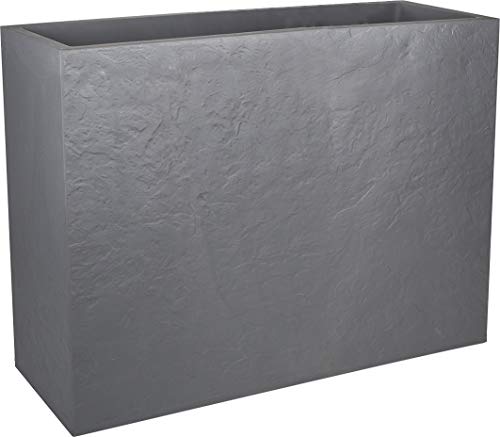 EDA - Wand Loft L Volcania 46 l – Dekor Steinoptik – doppelwandig – Wasserspeicherbereich – 78 x 29 x 60 cm – Kieselgrau von EDA