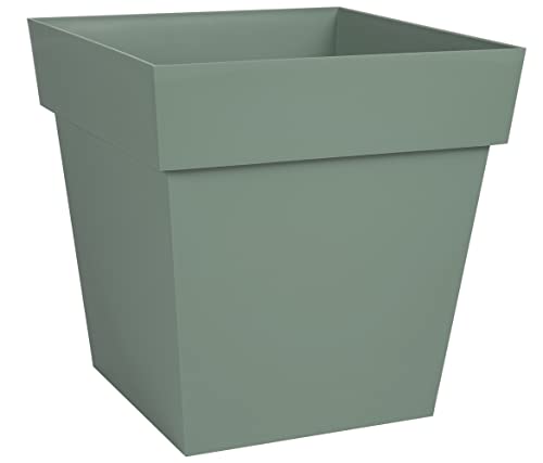 EDA - Blumentopf, quadratisch, Toskana, 32 cm, Volumen 22 l, 32 x 32 x 32 cm, Lorbeergrün von EDA