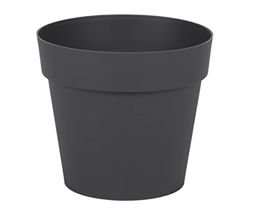 EDA - Blumentopf Toskana, rund, Ø 15 cm – Volumen 1,6 l – Ø 15,3 x H 13,7 cm – Anthrazitgrau von EDA