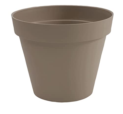 EDA - Blumentopf Toskana, rund, Ø 25 cm – Volumen 6 l – Ø 25 x H 21 cm – Taupe von EDA