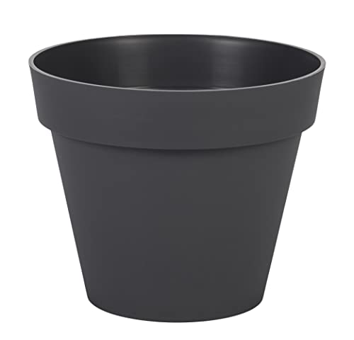 EDA - Blumentopf rund Toskana, Ø 20 cm – Volumen 3 l – Ø 20 x H 17 cm – Anthrazitgrau von EDA