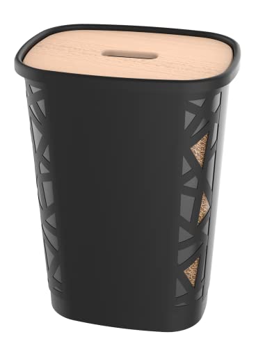 EDA - Pelletkasten Jura Montania XL mit Rollen, 70 l – für 45 kg Pellets – Schwarz, 010482 NO, 49,6 x 37,9 x 66,4 cm von EDA