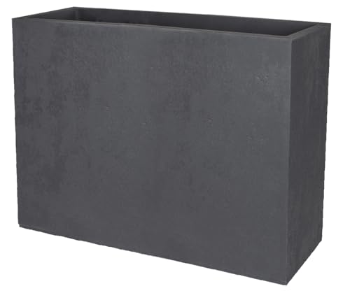 EDA - Loft L Basalt 46 L - Dekor Beton-Imitation - doppelwandig - Wasserspeicherbereich - 78 x 29 x H 60 cm - Anthrazitgrau von EDA