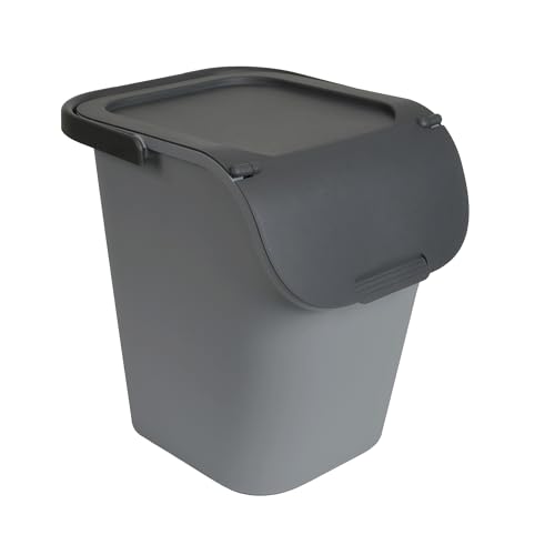 EDA - Mülleimer zur Mülltrennung 40 l – Mülltrennung mit Deckel – große Öffnung – stapelbar und ineinander steckbar – Betongrau EDA - Mülleimer zur Mülltrennung 40 l – Mülltrennung mit Deckel – große Öffnung – stapelbar und ineinander steckbar – Betongrau von EDA