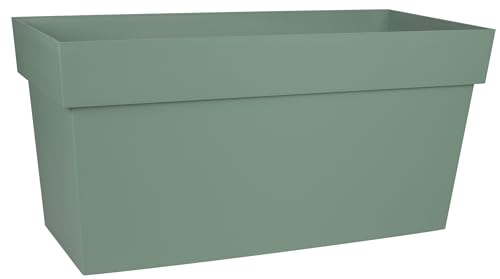 EDA - Muret Toskana 80 cm – Blumenkasten mit Rollen – Volumen 74 l – mit Wasserspeicher und Filtergitter + Bewässerungsrinne – 79 x 35 x 39 cm – Lorbeergrün von EDA