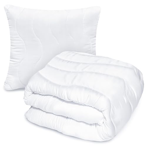 Bettenset Bettdecke und Kopfkissen Set Antiallergene Ganzjahresbettdecke warme Steppbettdecke Ganzjahresdecke Satz Bettwäsche +Kissen 70x80cm (180x200cm) von EDANTI