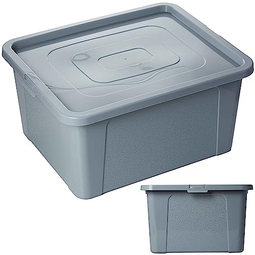 EDANTI Aufbewahrungsbox Mit Deckel Kunststoffbehälter Container (20 L, Grau) von EDANTI