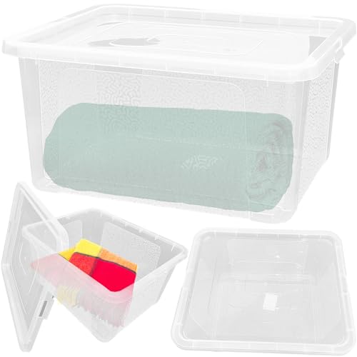 EDANTI Aufbewahrungsbox Mit Deckel Kunststoffbehälter Container (20 L, Transparent) von EDANTI