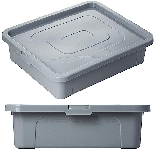 EDANTI Aufbewahrungsbox Mit Deckel Kunststoffbehälter Container (10 L, Grau) von EDANTI