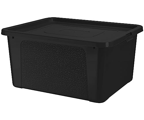 EDANTI Aufbewahrungsbox Mit Deckel Kunststoffbehälter Container (20 L, Schwarz) von EDANTI