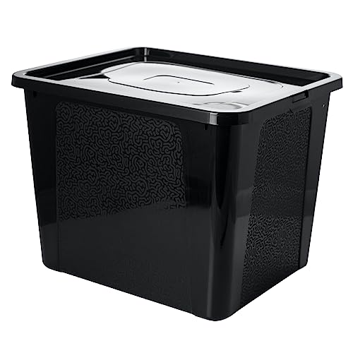 EDANTI Aufbewahrungsbox Mit Deckel Kunststoffbehälter Container (30 L, Schwarz) von EDANTI