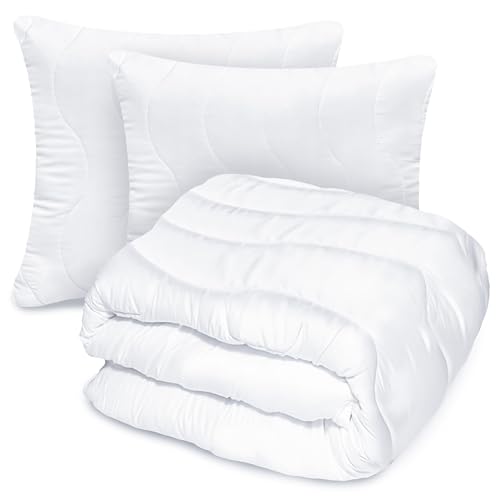 EDANTI Bettenset Bettdecke und Kopfkissen Set Antiallergene Ganzjahresbettdecke warme Steppbettdecke Ganzjahresdecke Satz Bettwäsche +2xKissen 70x80cm (200x200cm) von EDANTI