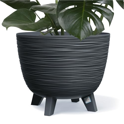 EDANTI Blumentopf Blumenkübel mit Füßen Pflanzkübel Rund Übertopf Pflanztopf Schale Pflanzschale (Anthrazit, 39,5 cm) von EDANTI