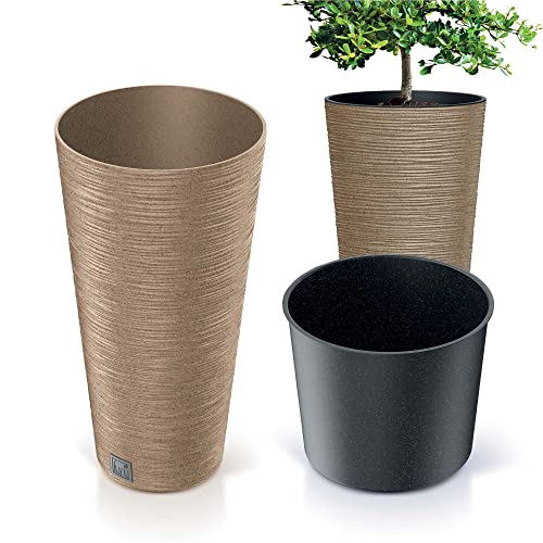 Prosperplast Blumentopf Gartentopf Für Haus Terasse Furu Slim ECO Wood 57,5 cm (Naturo) von EDANTI