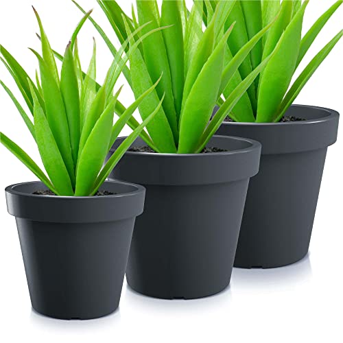 EDANTI Blumentopf Set x3 Pflanztöpfe Kunststoff LOFLY Höhe 29,3 cm/34,5 cm/39 cm Pflanzkübel Blumenkübel Pflanzentopf Übertopf Anthrazit (Anthrazit) von EDANTI